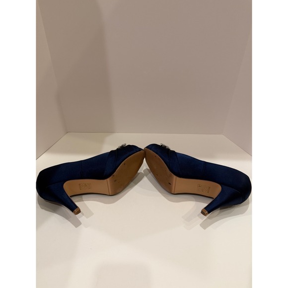 erijunor Womens Navy Blue Embellished Peep Toe Heels Size Unknown - Picture 8 of 8